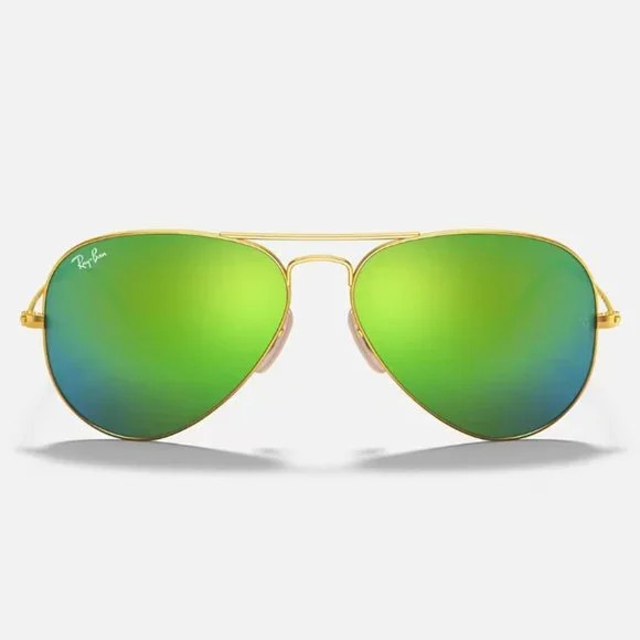 Ray-Ban Aviator Sunglasses in Green Lens, UNISEX, worn once MINT VINTAGE RAY BAN AVIATOR 62MM GREEN CHANGEABLE LENSES  main image 2
